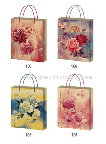 廠家直銷花系列禮品袋 牛皮紙手提袋，為花卉銷售增添優雅風采